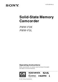 Sony PMW F3K manual. Camera Instructions.